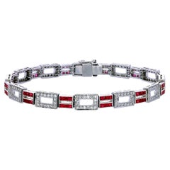 3.50 Carat Burma Ruby And Diamond Bracelet In 18 Karat White Gold 3.50 Carat Burma Ruby And Diamond Bracelet In 18 Karat White Gold