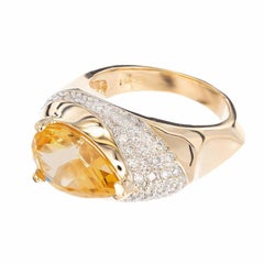 3.50 Carat Citrine Diamond Two-Tone Gold Cocktail Ring
