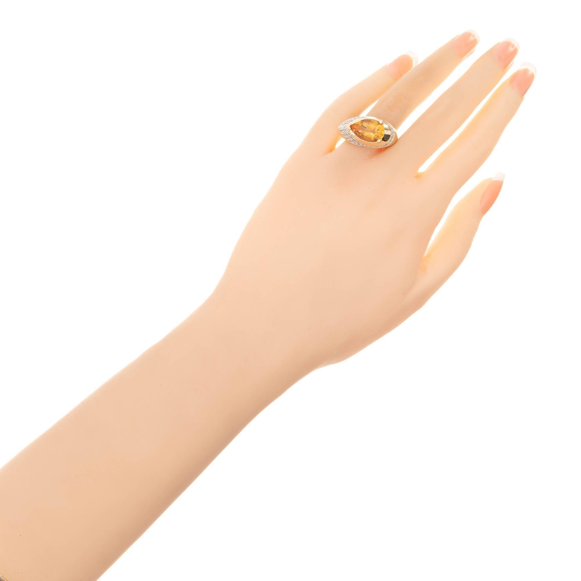 Women's 3.50 Carat Citrine Diamond Two-Tone Gold Cocktail Ring For Sale