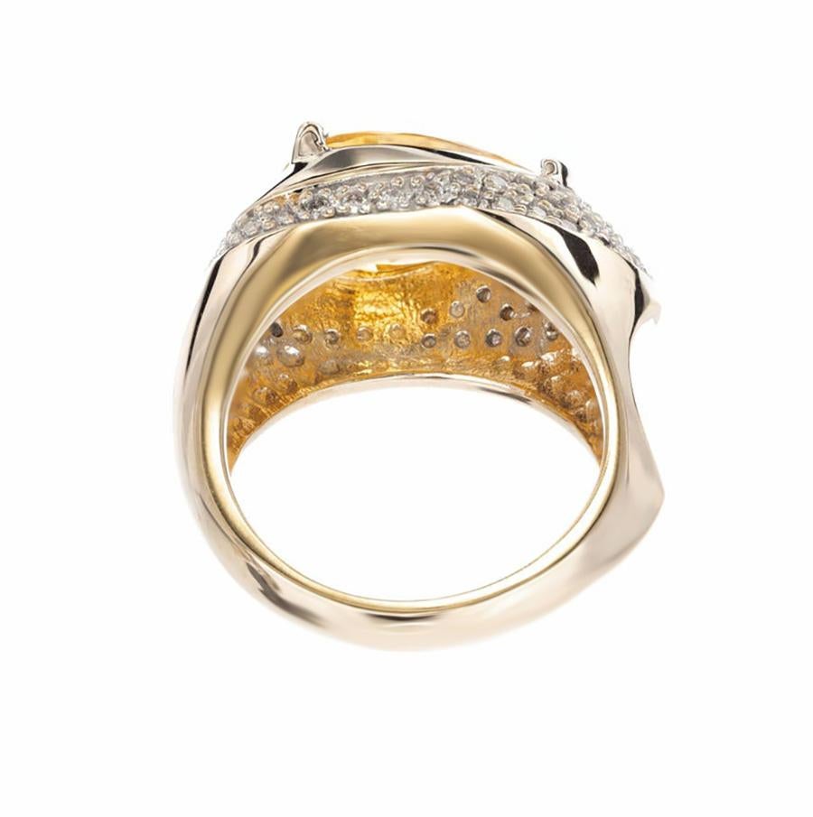 Donna Anello cocktail in oro bicolore con diamante citrino da 3,50 carati in vendita