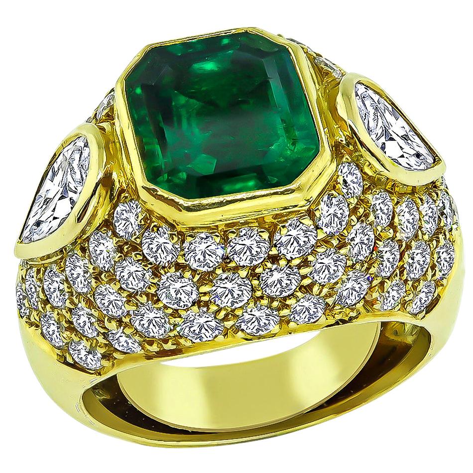 Bague en or avec émeraude de Colombie de 3,50 carats et diamants de 3,00 carats