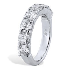 3.50 Carat Seven Stone Cushion Cut Diamond Platinum Eternity Band 6