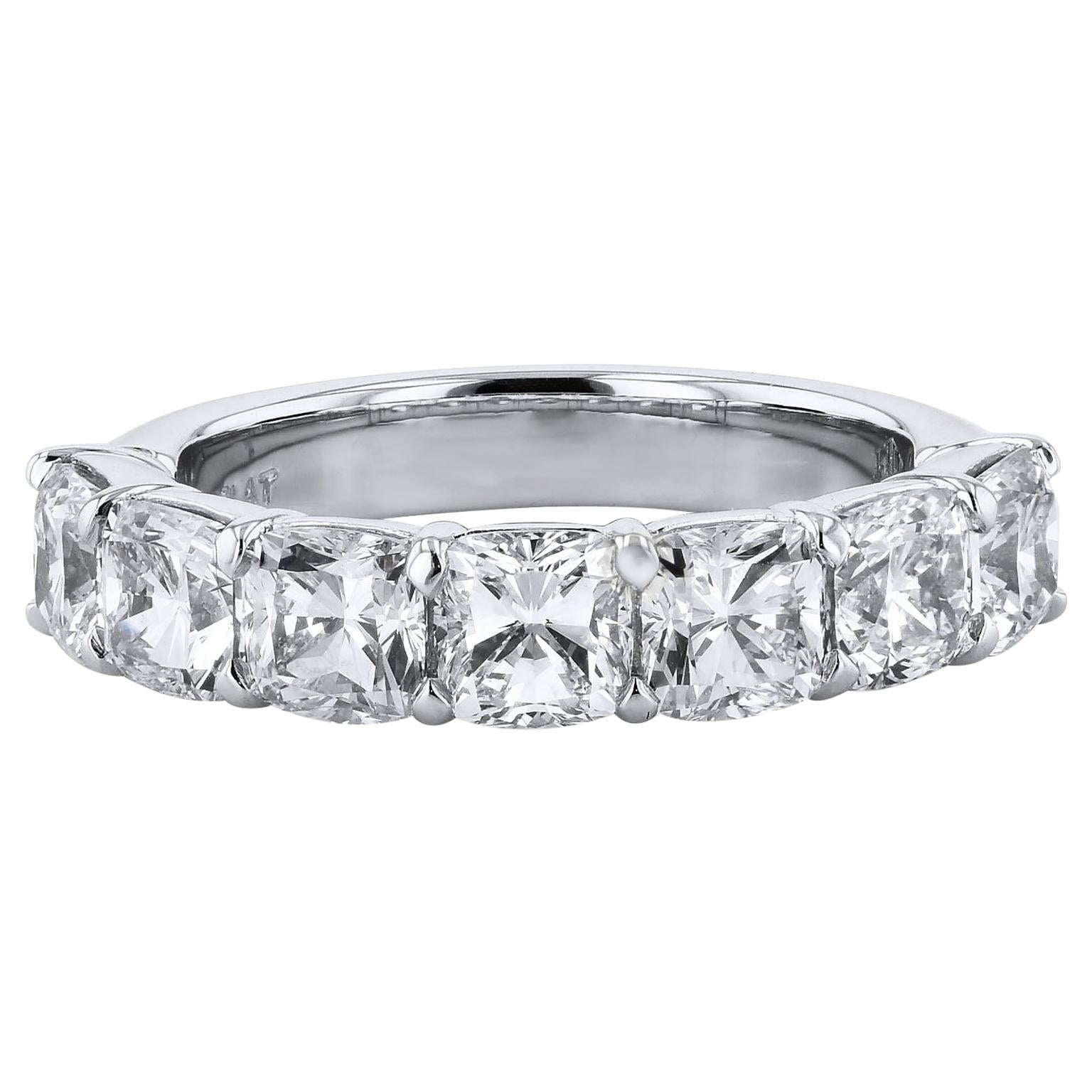 Anillo de eternidad de platino con siete diamantes talla cojín de 3,50 quilates y siete piedras 6