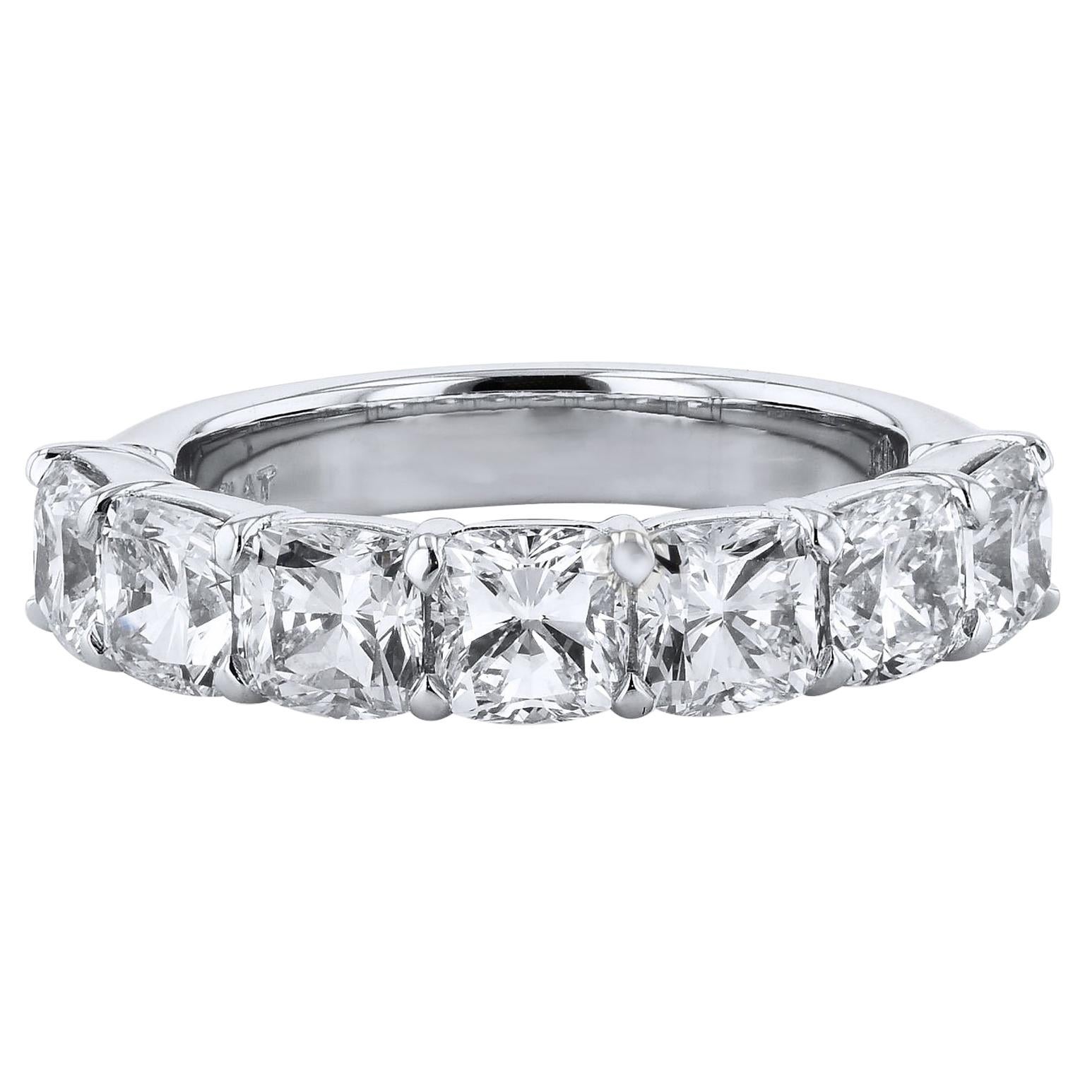 3.50 Carat Seven Stone Cushion Cut Diamond Platinum Eternity Band 6 For Sale