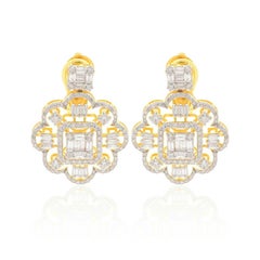 Orecchini a goccia Meghna Jewels con diamante da 3,50 ct in oro 14k, design artigianale