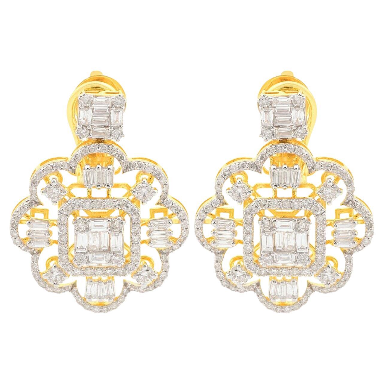 3.50 Carat Diamond 14 Karat Gold Drop Earrings