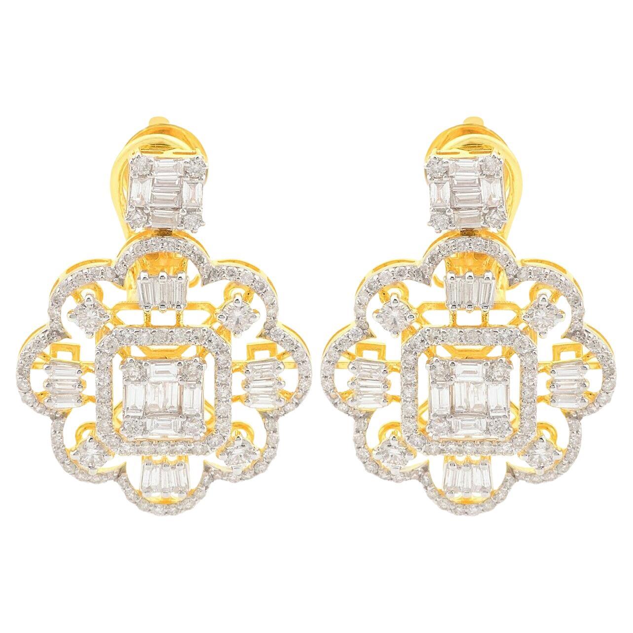 3.50 Carat Diamond 14 Karat Gold Drop Earrings