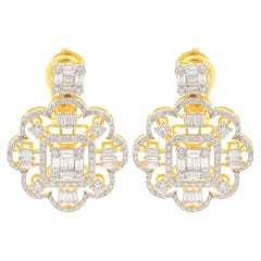 3.50 Carat Diamond 14 Karat Gold Drop Earrings