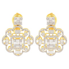 3.50 Carat Diamond 14 Karat Gold Drop Earrings