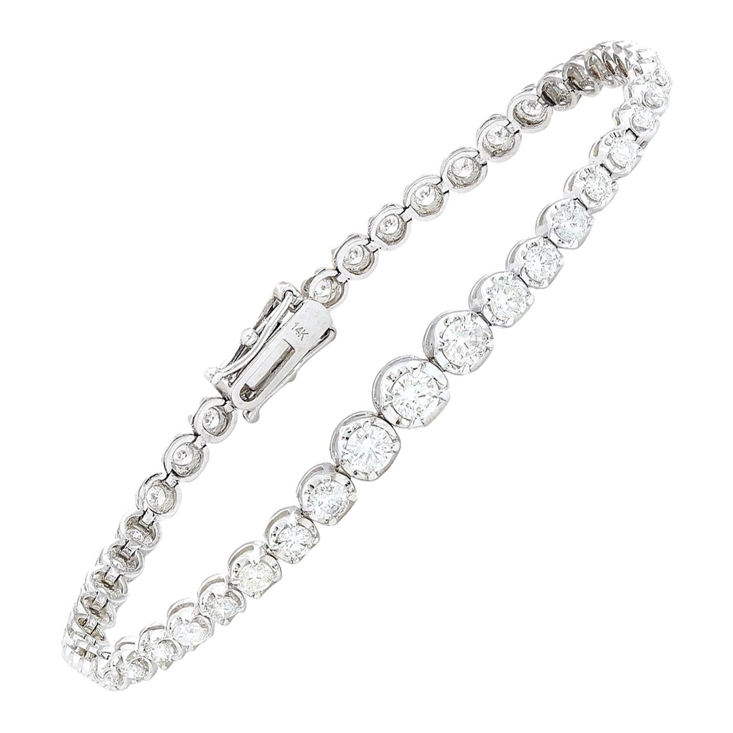 3.50 Carat Diamond 18 Karat Solid White Gold Bracelet