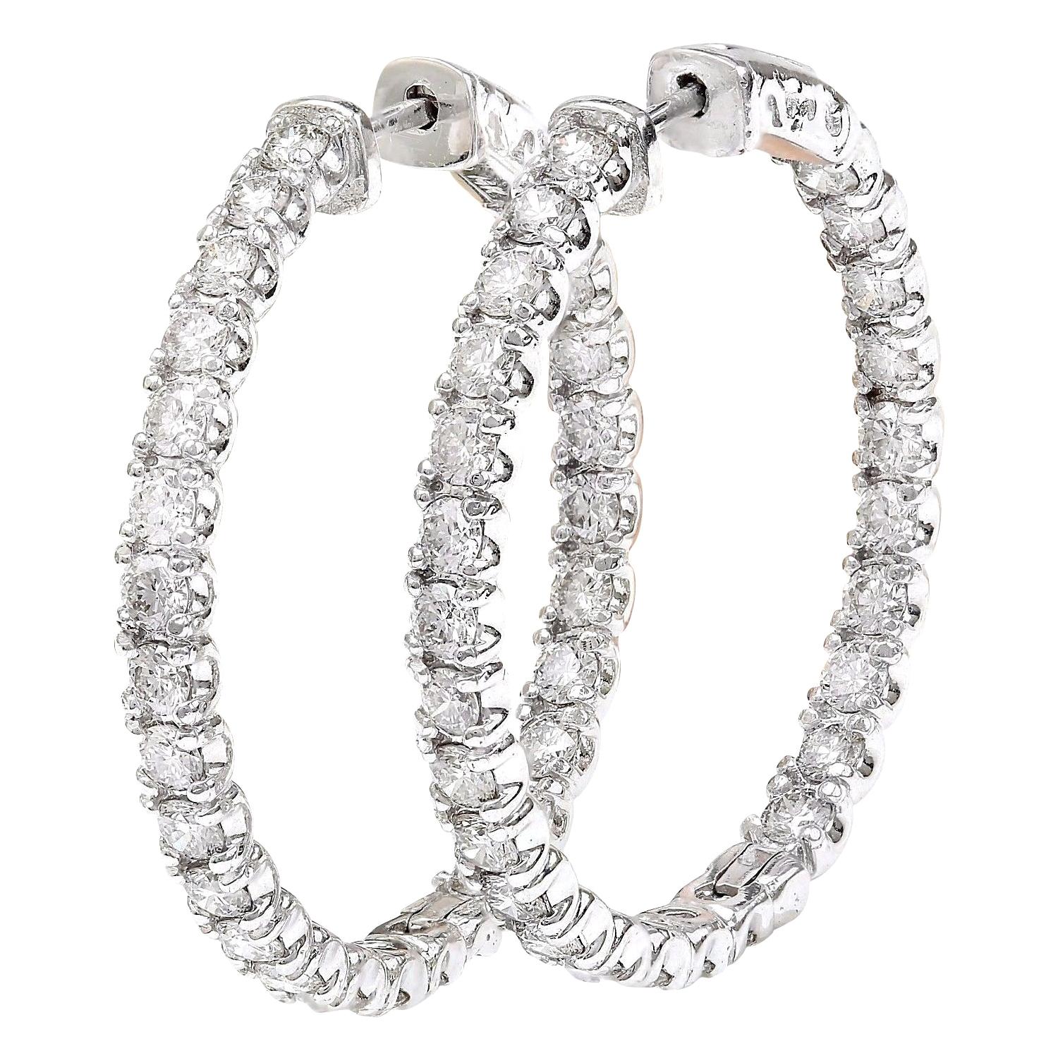 3.50 Carat Diamond Gold Earrings For Sale at 1stDibs