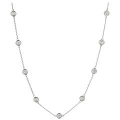 Collier au mètre en or blanc 14 carats avec 14 diamants de 3,50 carats G SI