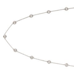 Collier au mètre en or blanc 14 carats avec 14 diamants de 3,50 carats G SI