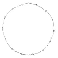 3.50 Carat Diamond by the Yard Paperclip Necklace New Style 14K White Gold