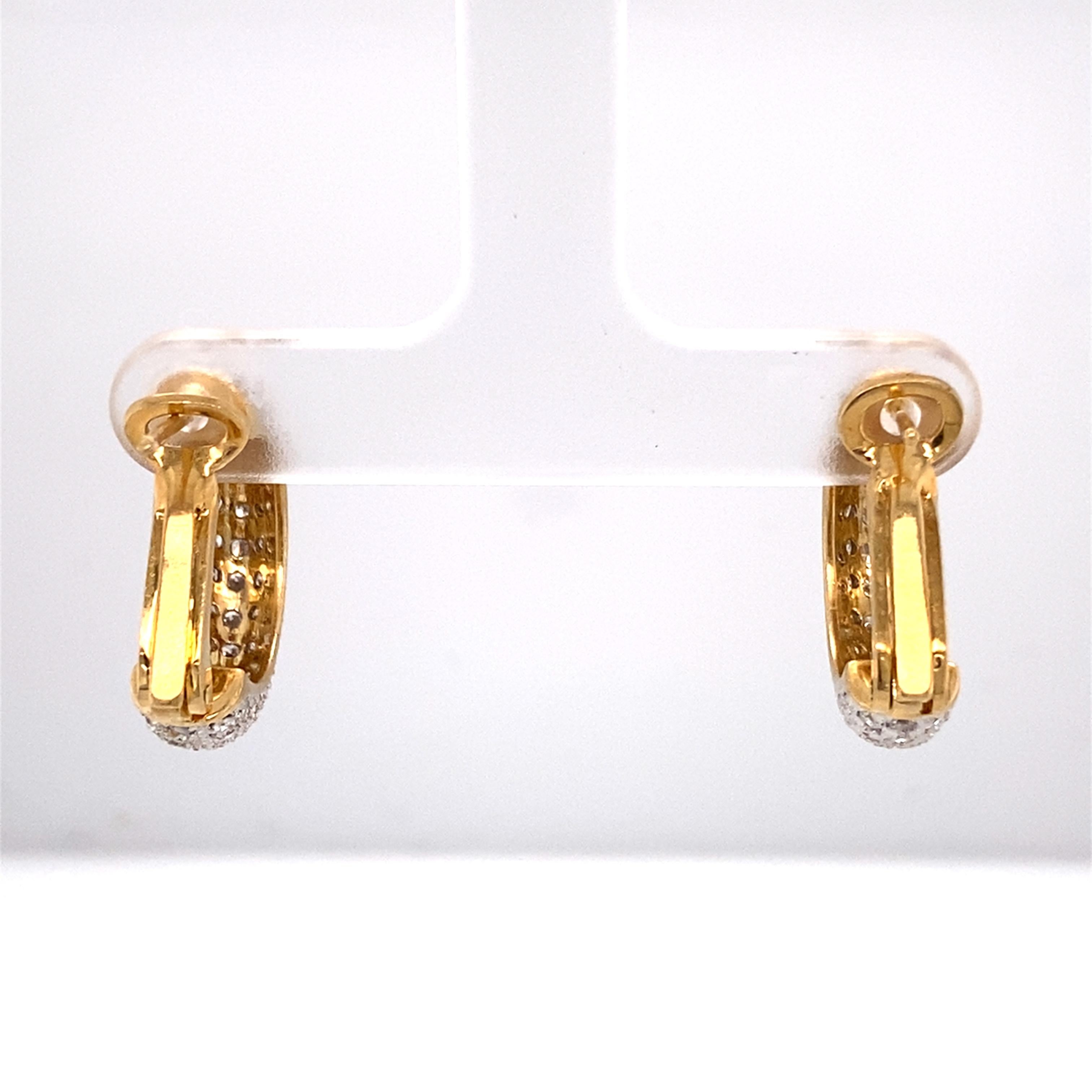 3.50 Carat Diamond Earrings in 18 Karat Two Tone Gold  In Excellent Condition For Sale In Atlanta, GA