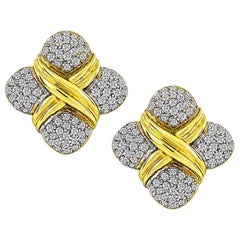 Vintage 3.50 Carat Diamond Gold Earrings