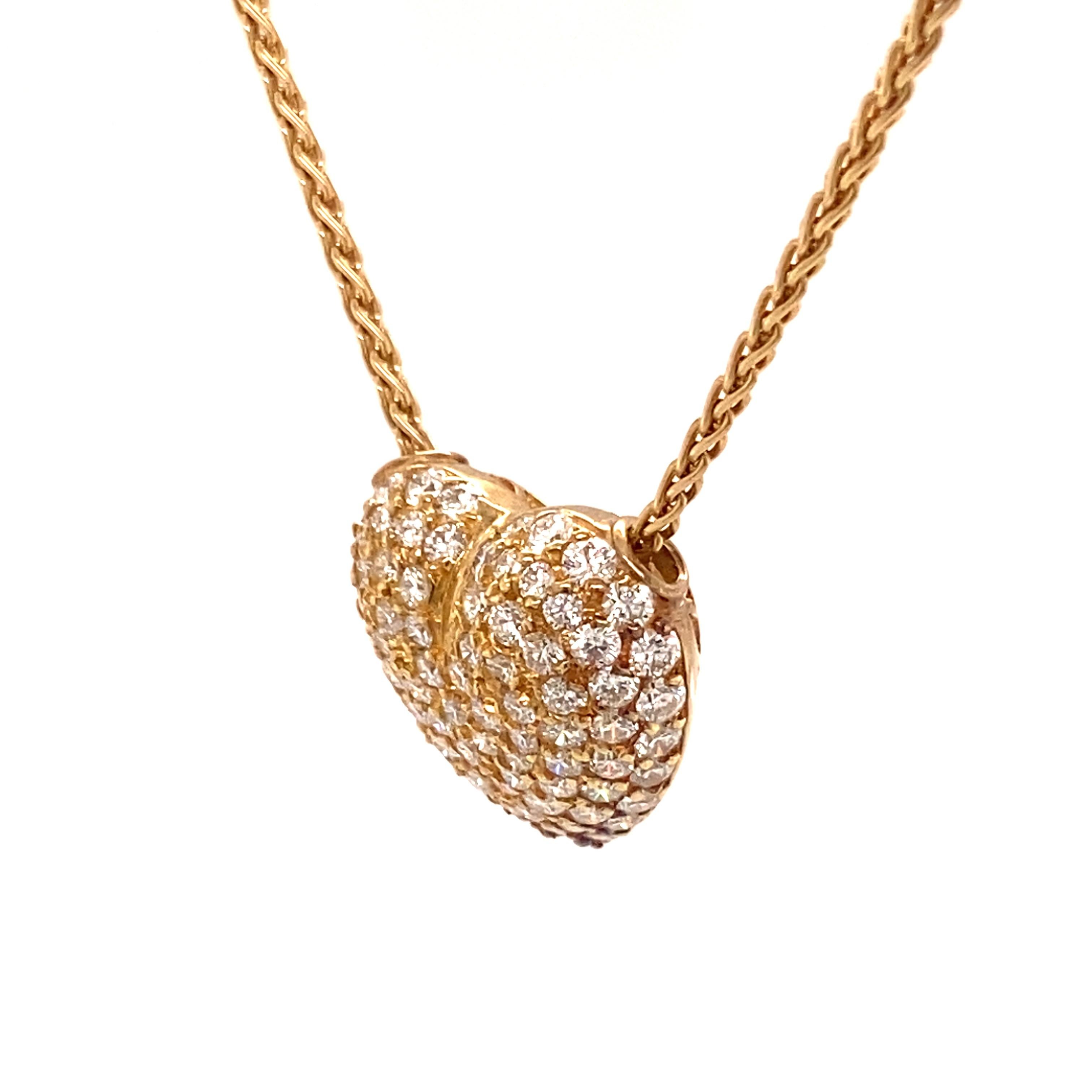 Item Details:
Gemstone: Diamond
Metal: 18 Karat Yellow Gold
Size:   inches
Weight:  10.19 grams

Diamond Details:
Cut: Round
Carat: 3.50 carat total weight
Color: G
Clarity: VS

Item Features:
This necklace made in the 1950s features 3.50 carat