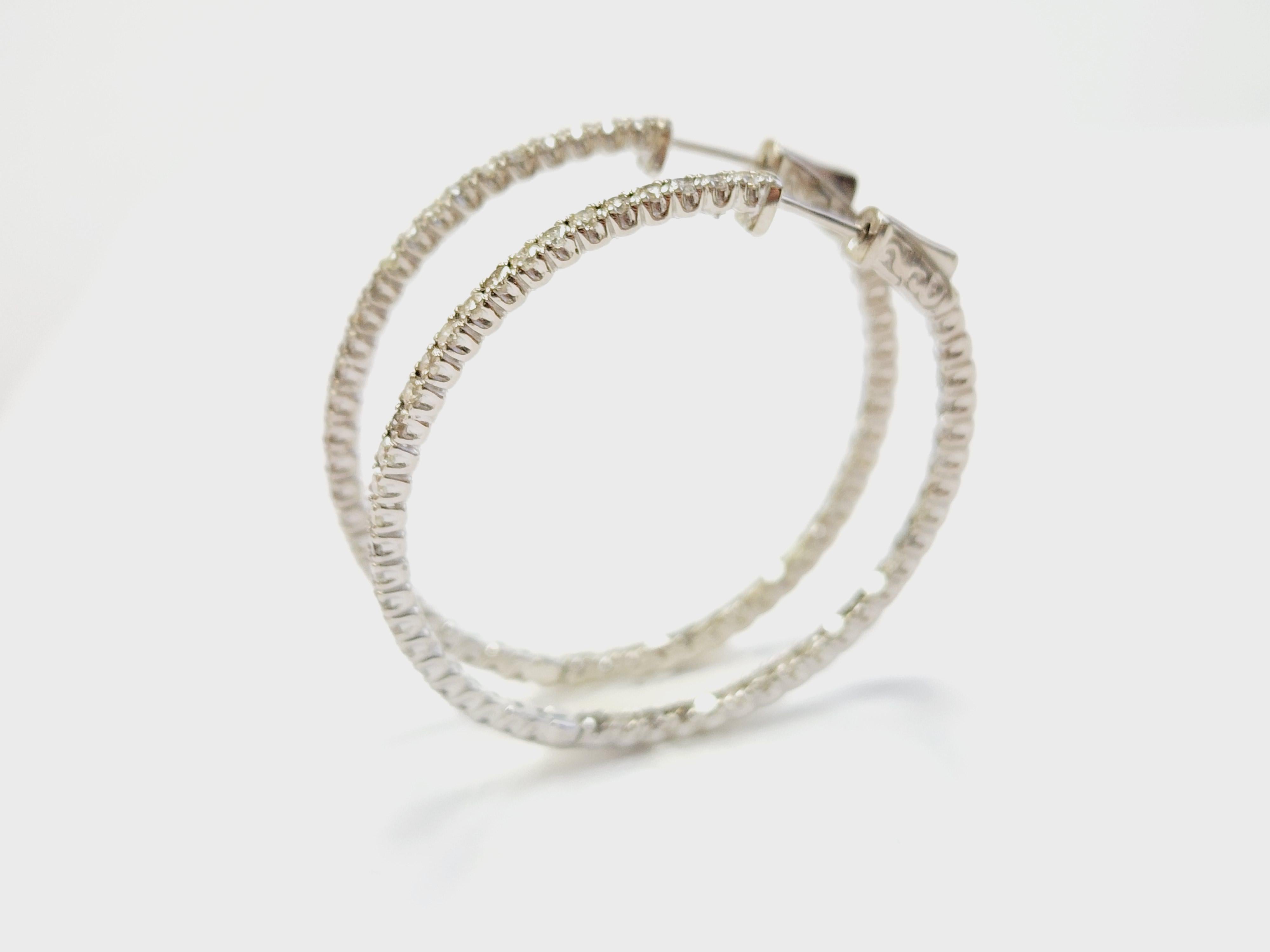 De las mujeres Pendientes Aros Diamante Natural 3,50 Quilates Oro Blanco 14 Kilates en venta