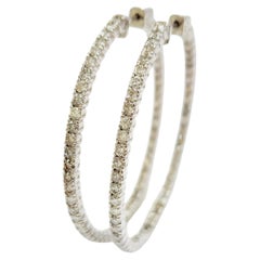 Pendientes Aros Diamante Natural 3,50 Quilates Oro Blanco 14 Kilates