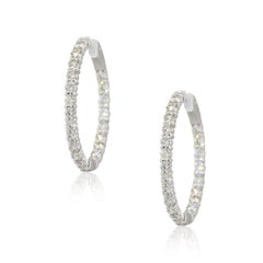 3.50 Carat Diamond Inside Out Hoop Earrings 14 Karat In Stock