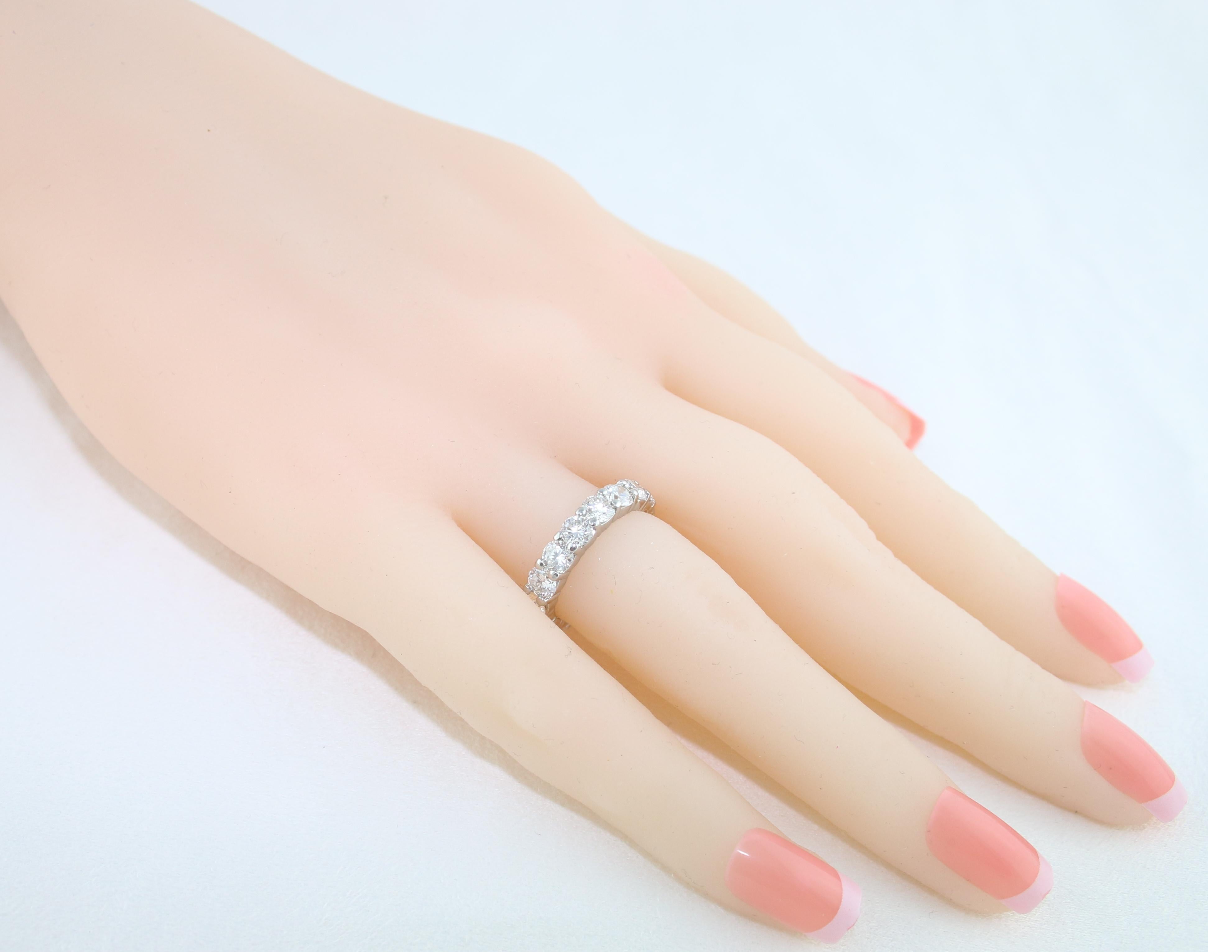 3.50 Carat Diamond Platinum Eternity Band Ring For Sale 1
