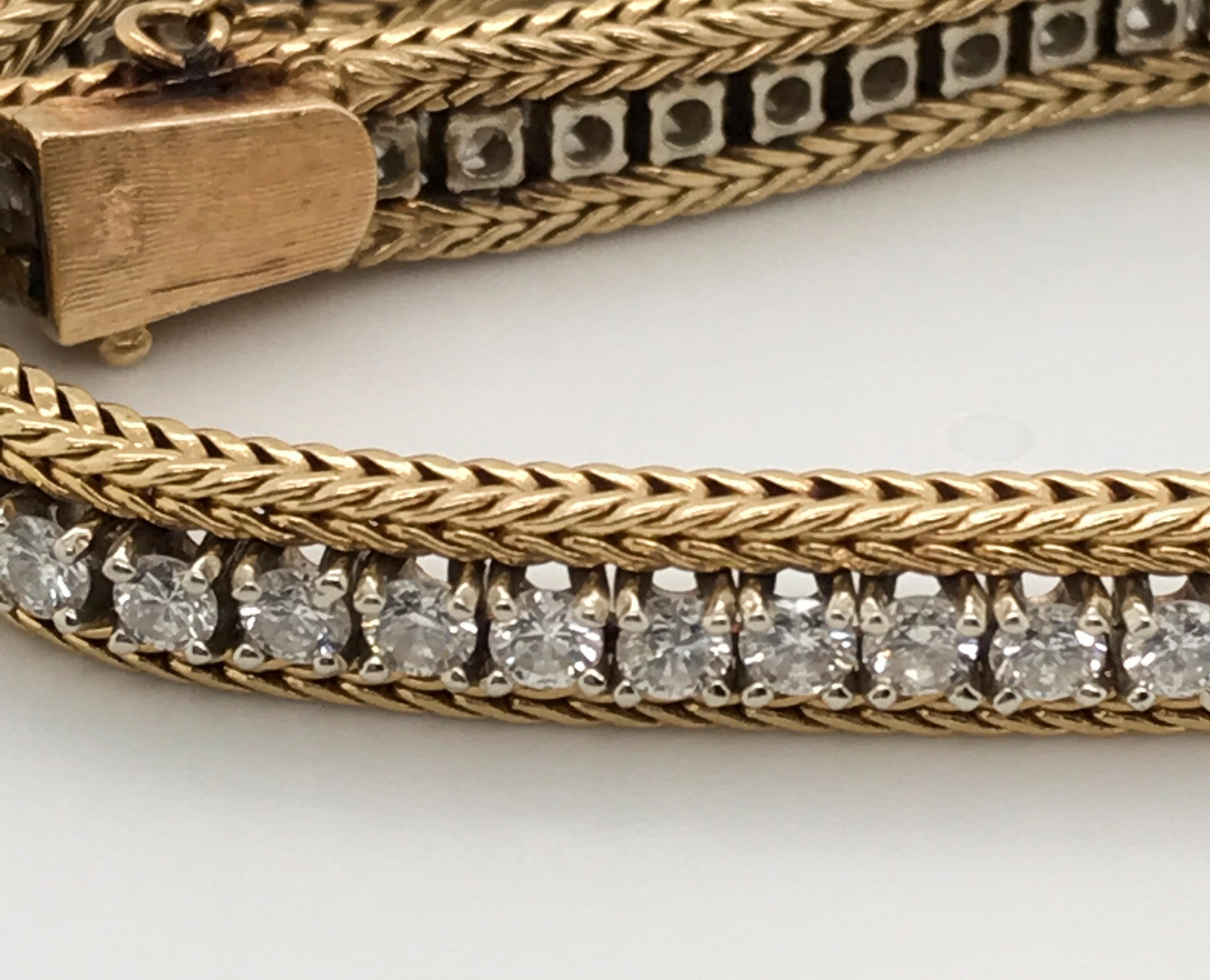 3.50 Carat Diamond Rope Style 14 Karat Yellow Gold Tennis Bracelet 1