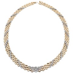 3.50 Carat Diamond Yellow Gold Panther Link Necklace