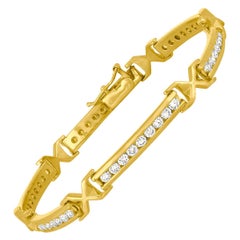 3.50 Carat Diamond Yellow Gold Tennis Bracelet