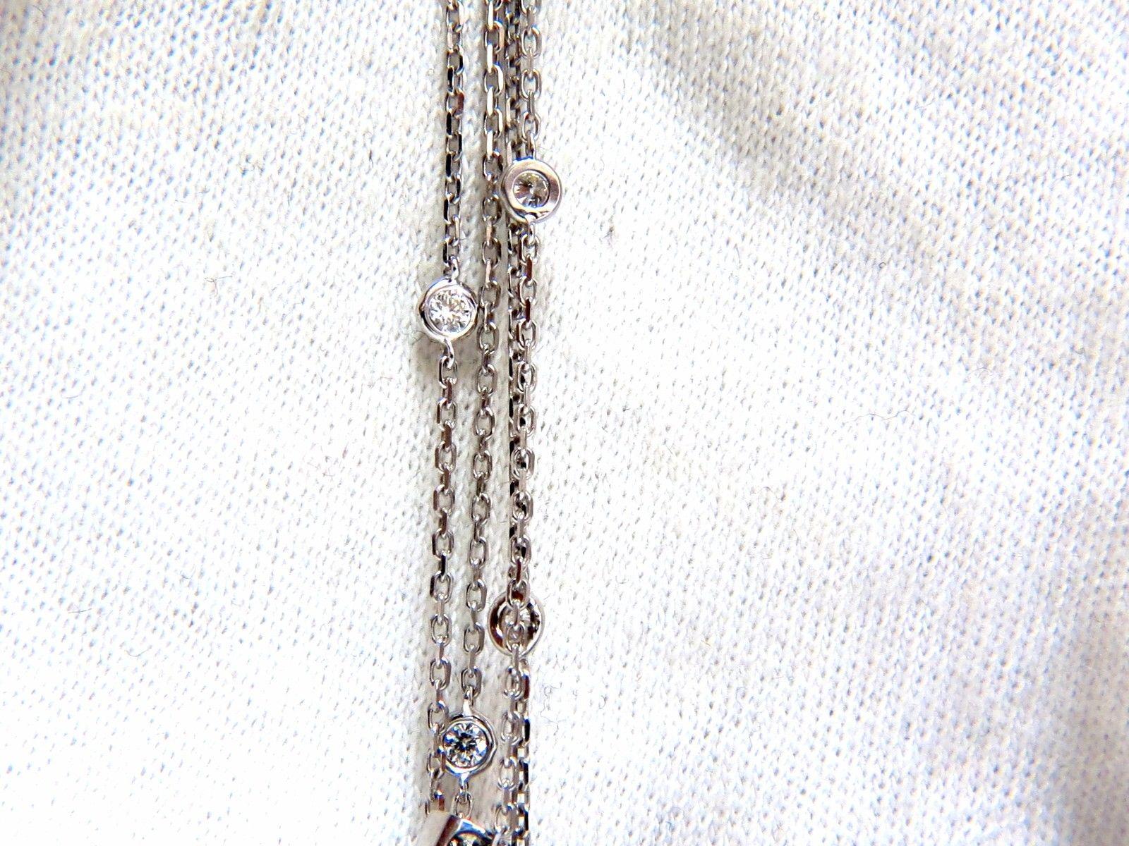 Chandelier Dangle Necklace



3.50ct. Natural round diamonds chandelier drop dangle pendant 

with diamond / station by yard necklace.

 Full cut brilliants.

 Vs-2  Clarity. 

G-colors.

18kt. white gold

20 grams.

Overall: 3.2 inch long

.75 inch