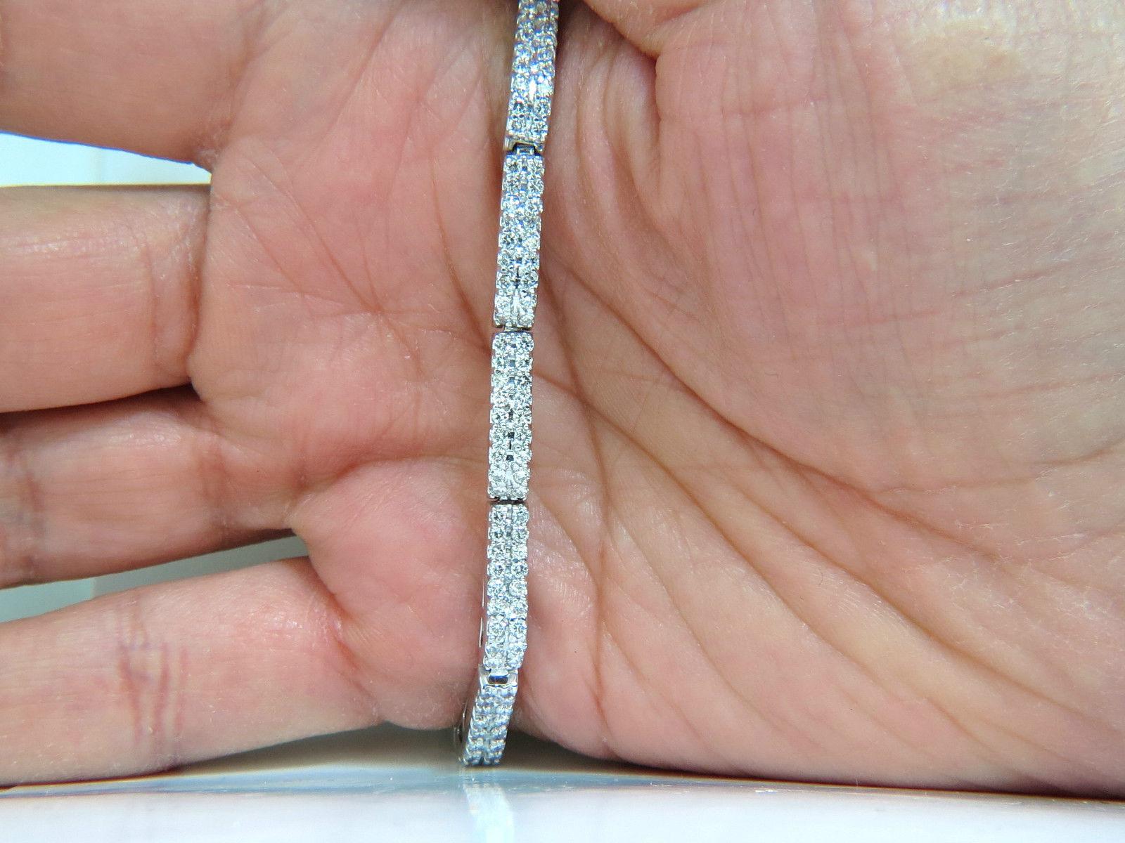 3.50 Carat Diamonds Deco Wave Link Tennis Bracelet 14 Karat White Gold In New Condition In New York, NY