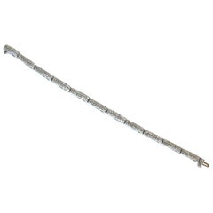 3.50 Carat Diamonds Deco Wave Link Tennis Bracelet 14 Karat White Gold*