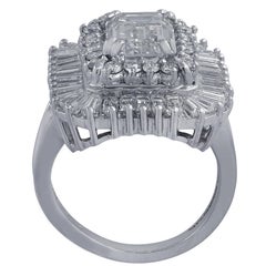 3.50 Carat Emerald Cut Diamond Cocktail Ring