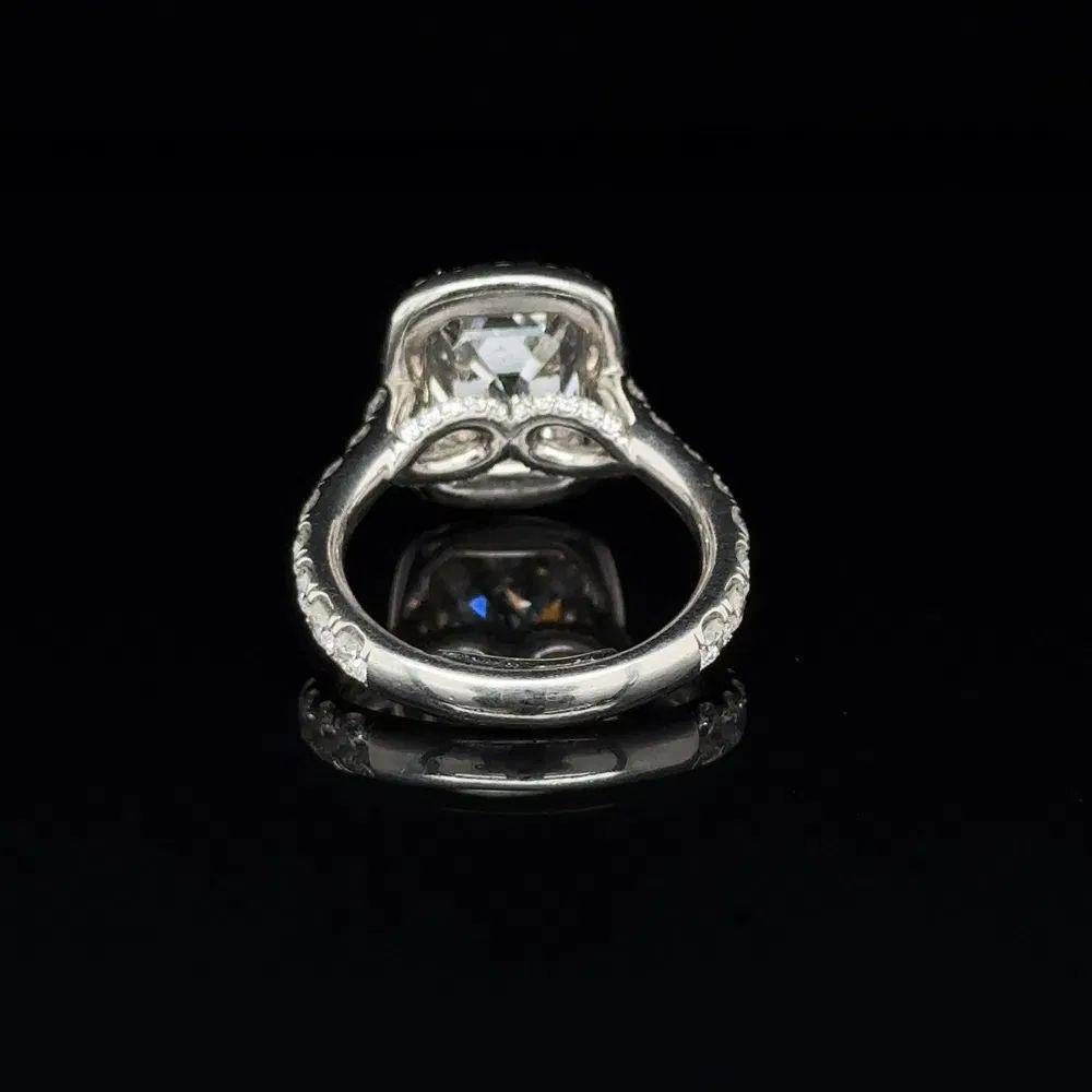 Taglio smeraldo Anello cocktail vintage con diamante taglio smeraldo da 3,50 carati GIA in platino, solitario in vendita