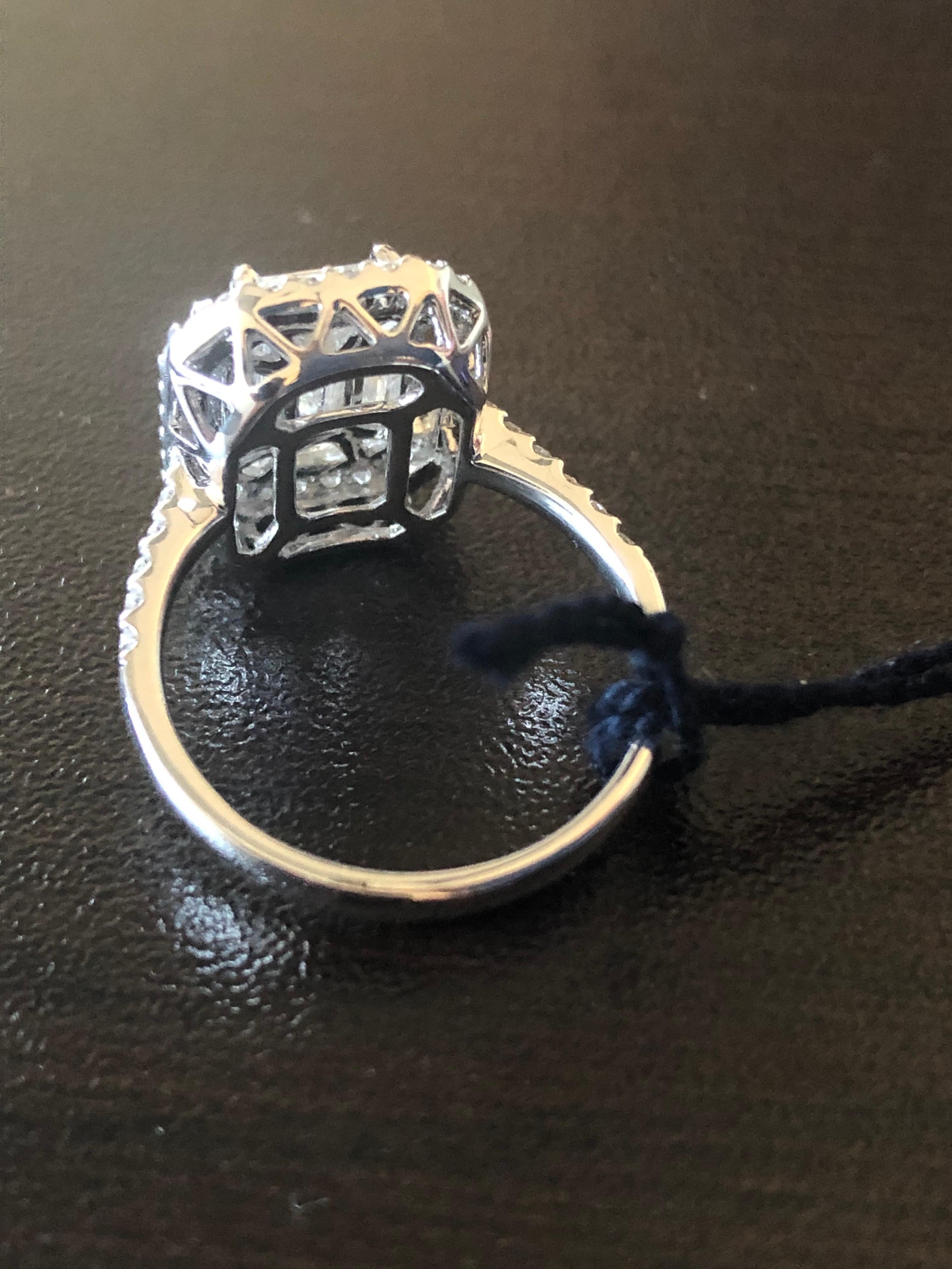 3.50 Karat Smaragdschliff Illusion Diamantring 2