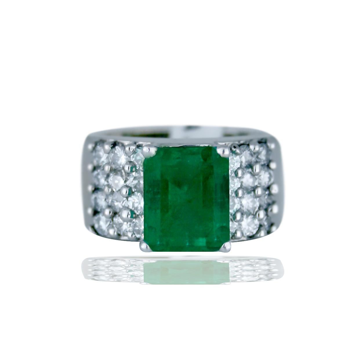 wide band emerald ring