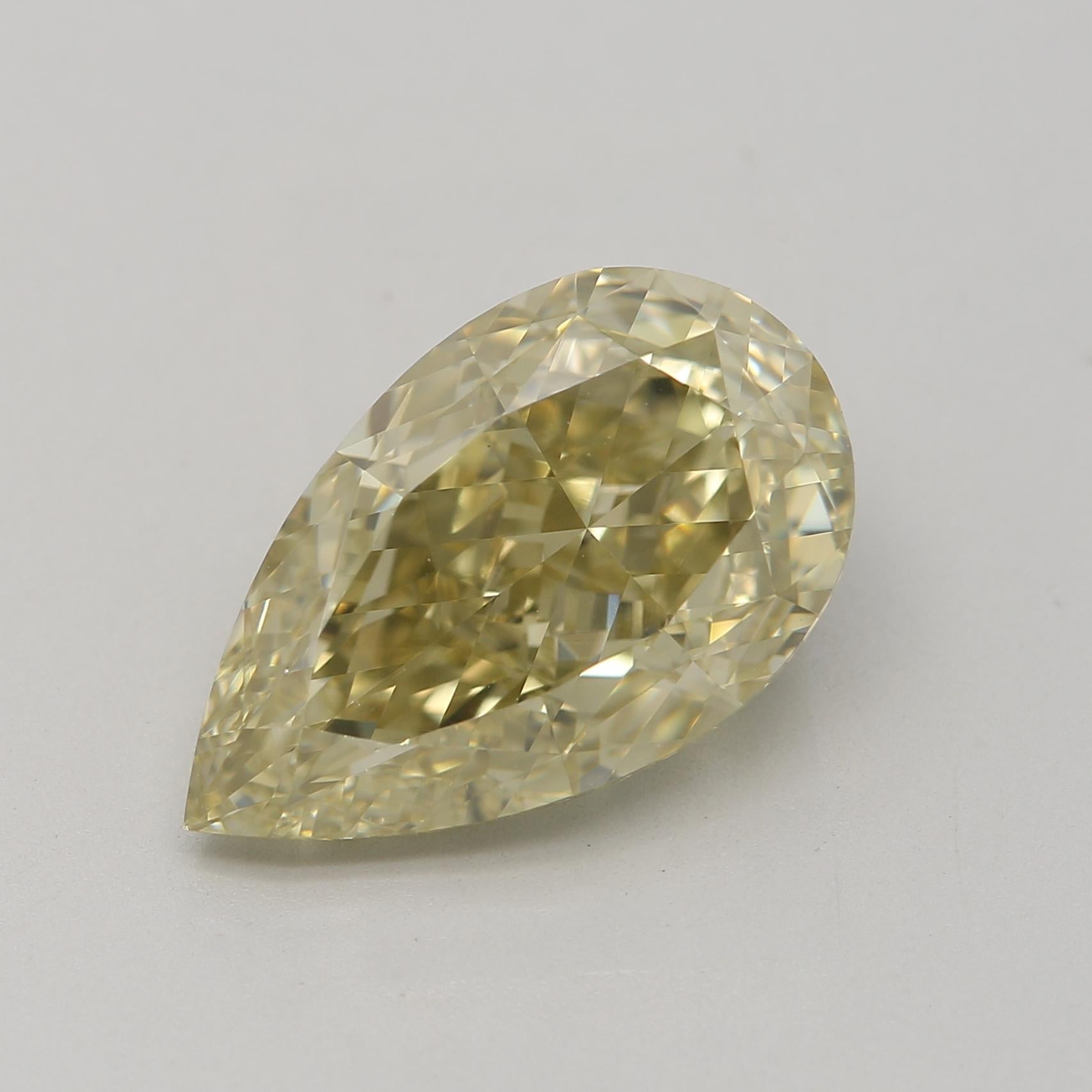 3.50 Carat Fancy Brownish Greenish Yellow Pear cut diamond GIA Certified For Sale 1