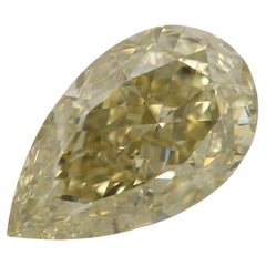 3.50 Carat Fancy Brownish Greenish Yellow Pear cut diamond GIA Certified