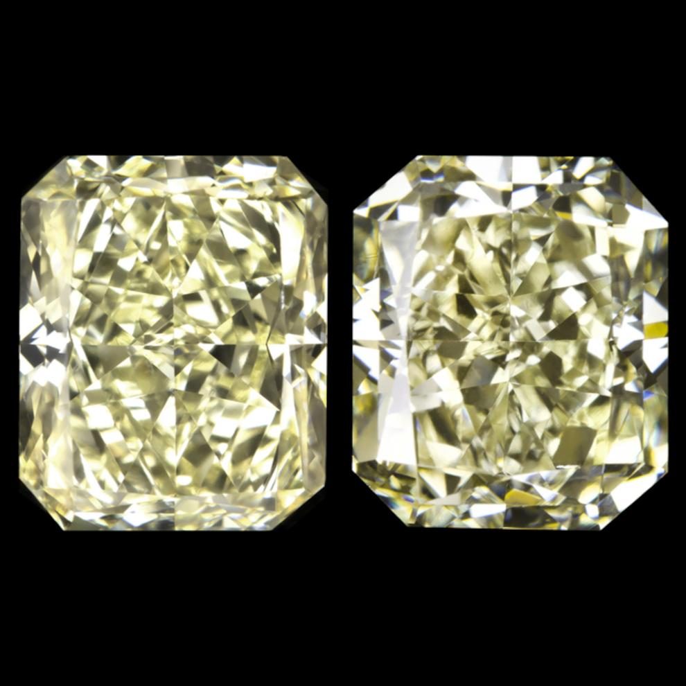 Modern 3.50 Carat Fancy Light Yellow Radiant Diamond 18 Carat White Gold Studs