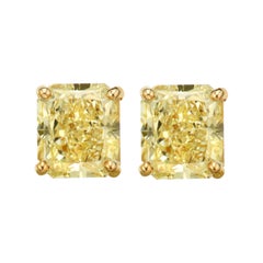 Borchie in oro bianco 18 carati con diamante giallo radiante da 3 carati