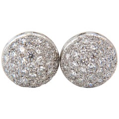 3.50 Carat Half Ball Bead Set Brilliant Natural Diamonds Earrings 18 Karat Omega