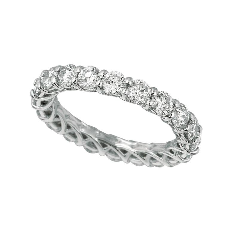 For Sale:  3.50 Carat Natural Diamond Eternity Band Ring Lucida Style 14k White Gold