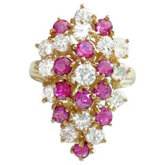 3.50 Carat Natural Diamond Ruby Cocktail Ring in 14 Karat Gold