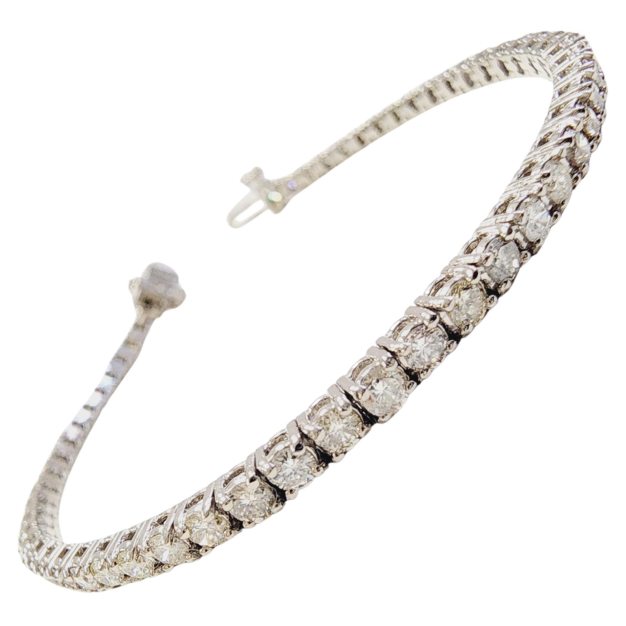 3,50 Karat natürliches Diamant-Tennisarmband aus 14 Karat Weißgold