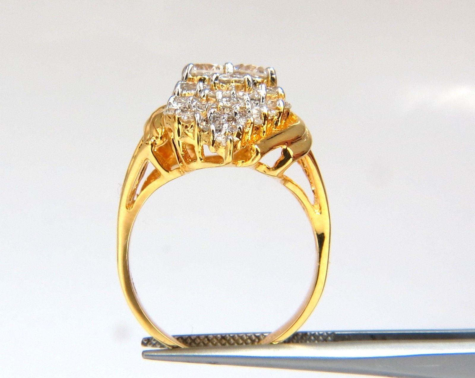 Women's or Men's 3.50 Carat Natural Diamonds Rounds Cocktail Prime Cluster Ring 14 Karat For Sale