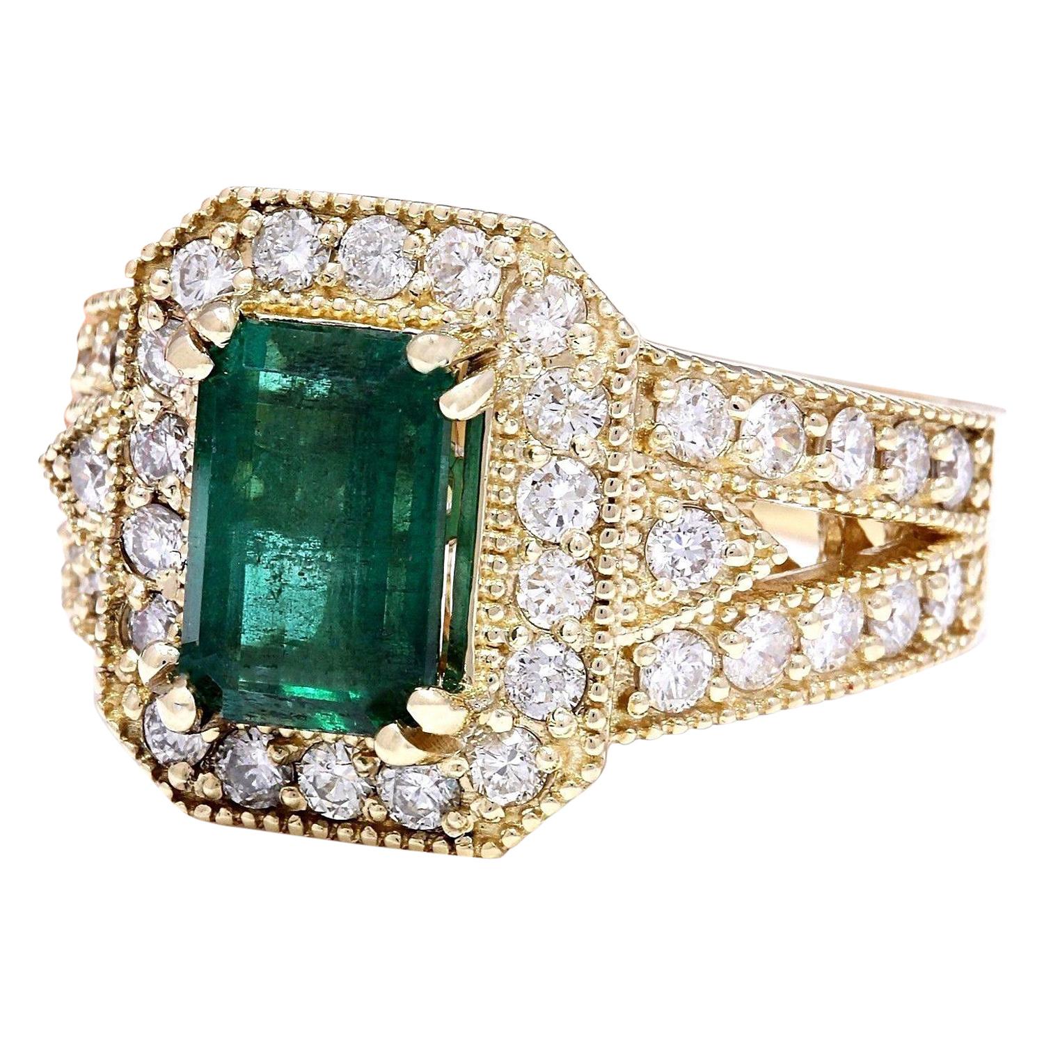 3.50 Carat Natural Emerald 14K Solid Yellow Gold Diamond Ring
 Item Type: Ring
 Item Style: Engagement
 Material: 14K Yellow Gold
 Mainstone: Emerald
 Stone Color: Green
 Stone Weight: 2.40 Carat
 Stone Shape: Emerald
 Stone Quantity: 1
 Stone