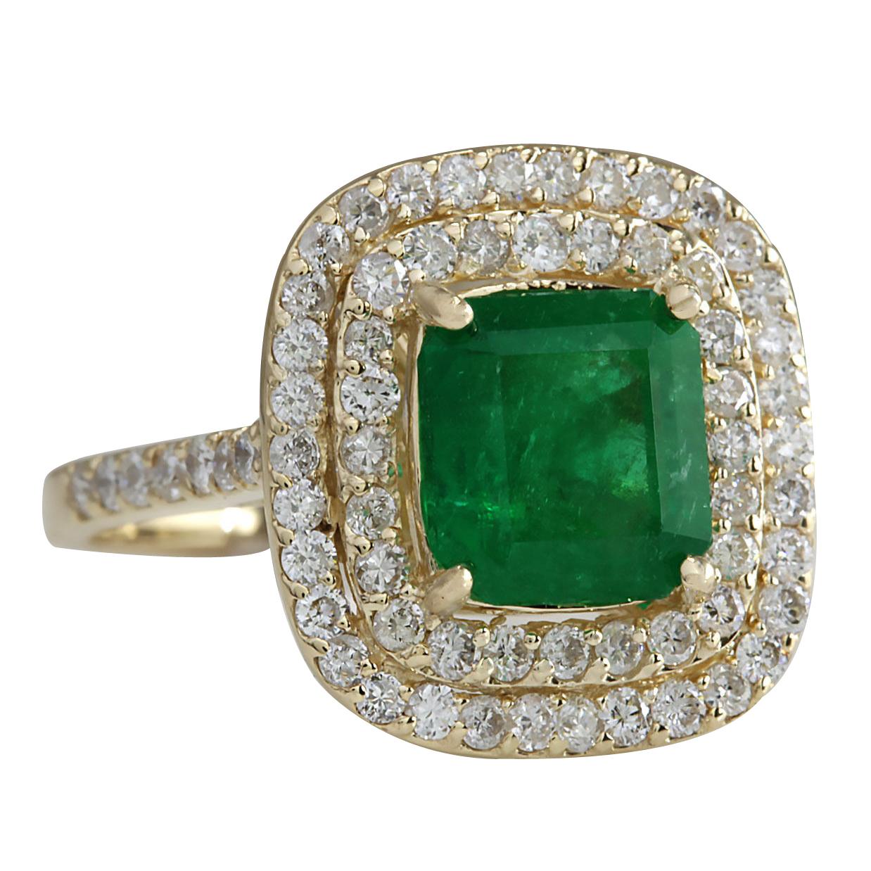 Stamped: 14K Yellow Gold
Total Ring Weight: 6.0 Grams
Total Natural Emerald Weight is 2.30 Carat (Measures: 8.00x8.00 mm)
Color: Green
Total Natural Diamond Weight is 1.20 Carat
Color: F-G, Clarity: VS2-SI1
Face Measures: 16.90x15.70 mm
Sku: