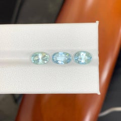 3.50 Carat Natural Loose 3 Piece Light Blue Aquamarine Set Oval Cut Gemstone
