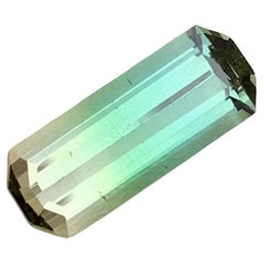 Tourmaline naturelle non sertie bicolore de 3,50 carats en forme d'émeraude longue pour pendentif 