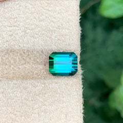 3.50 Carat Natural Loose Bluish Green Tourmaline Emerald Cut Afghan Gemstone