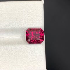 3.50 Carat Natural Loose Bright Red Garnet Stone Emerald Cut Tanzanian Gemstone